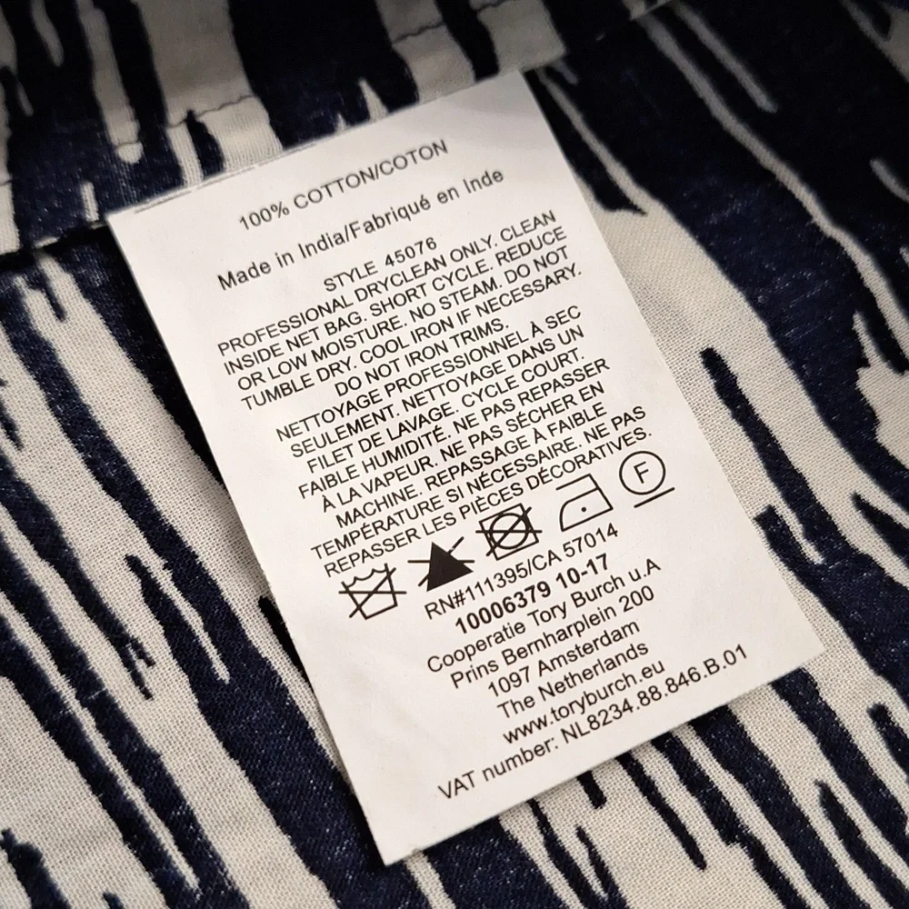 Tory Burch Tunic Dark Blue & white with Mirror details.